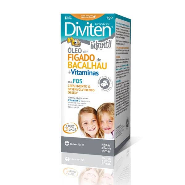 Diviten Infantil Óleo Fígado Bacalhau corresponde às necessidades das crianças a partir dos 3 anos de idade, fortalecendo ossos e dentes.