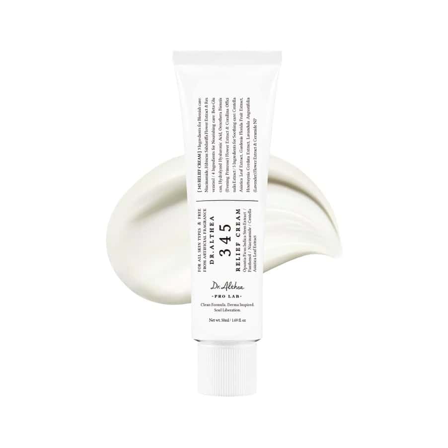 O 345 Relief Cream da Dr. Althea é um creme em gel leve, formulado para acalmar, regenerar e hidratar profundamente a pele sensível ou com tendência a acne.