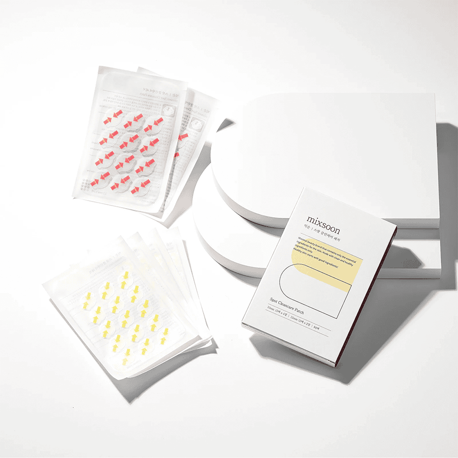 Adesivos Spot Clean Care Patch da Mixsoon para imperfeições, embalagem com 84 unidades em dois tamanhos.
