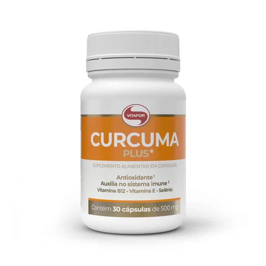 O Curcuma Plus da Vitafor é um suplemento alimentar em cápsulas softgel formulado com extrato de Curcuma longa, vitaminas B12 e E, selénio e triglicéridos de cadeia média.