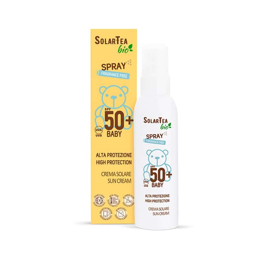 Spray protetor solar adequado para a pele sensível e delicada de bebês, crianças e pais durante as primeiras exposições ao sol. Fonte constante de vitaminas