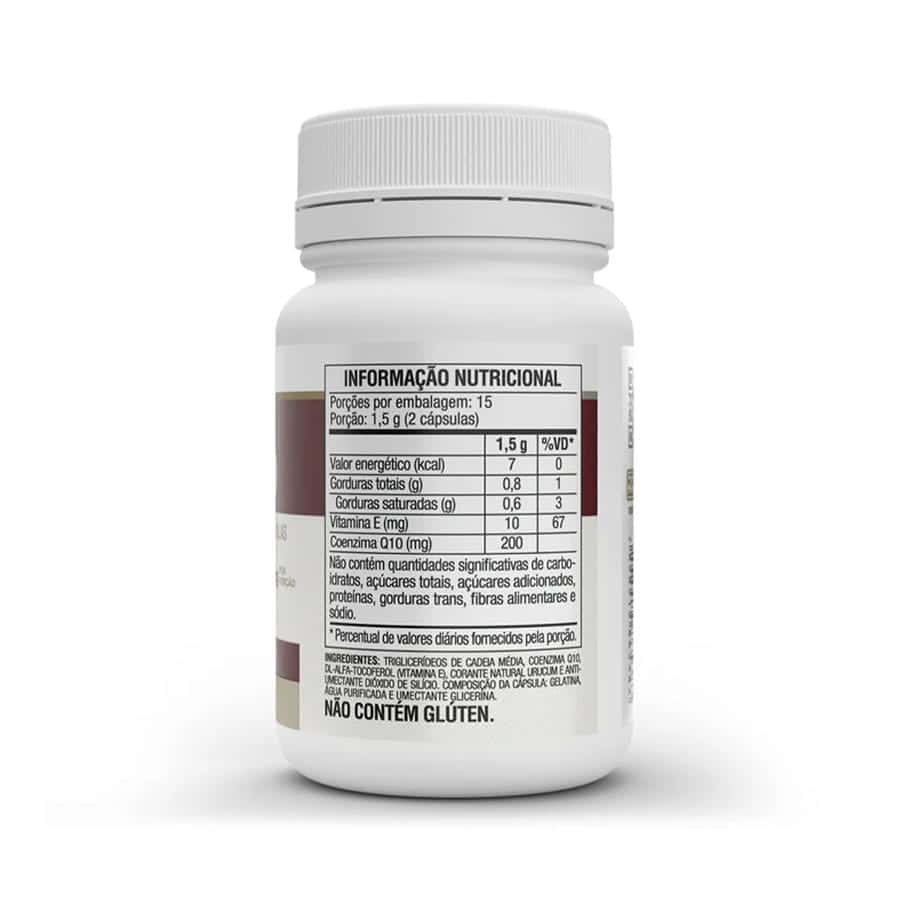 A Coenzima Q10 da Vitafor é um suplemento alimentar que fornece 200 mg de coenzima Q10 por dose, combinada com vitamina E e triglicéridos de cadeia média