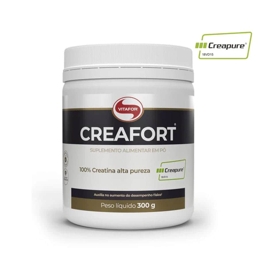 CREAFORT® Vitafor é um suplemento alimentar que segue os padrões de mais alta pureza, composto por creatina monohidratada Creapure.