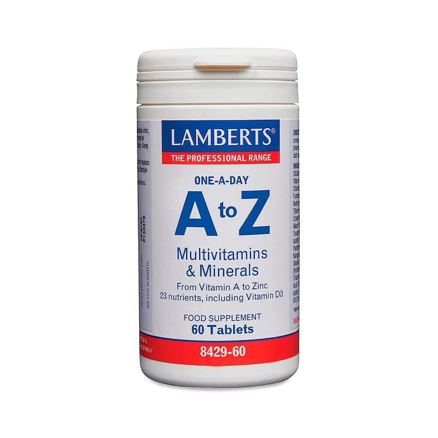 A-Z Multivitaminas e Minerais Lamberts com 60 comprimidos, suplemento alimentar diário com vitaminas e minerais essenciais.