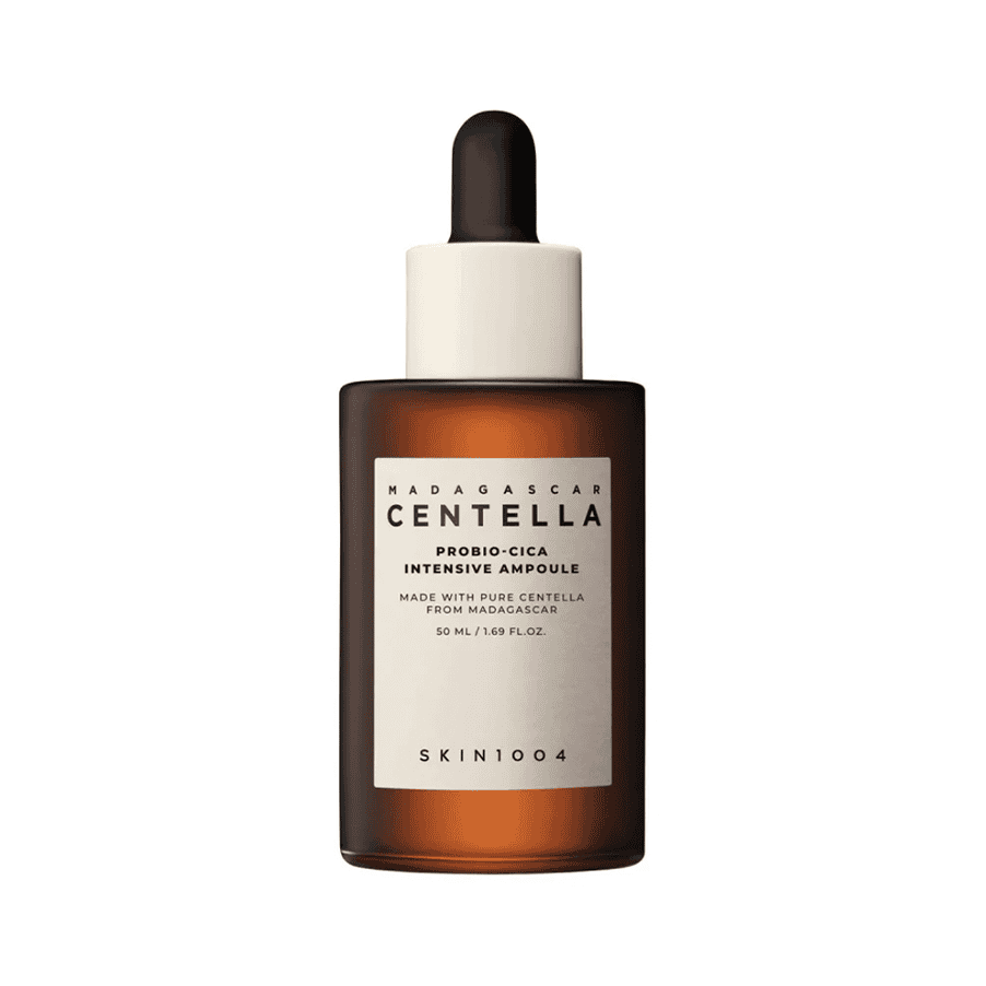 Ampola Intensiva Madagascar Centella Probio-Cica 50ml da Skin1004 para hidratar, suavizar e reforçar o conforto da pele.