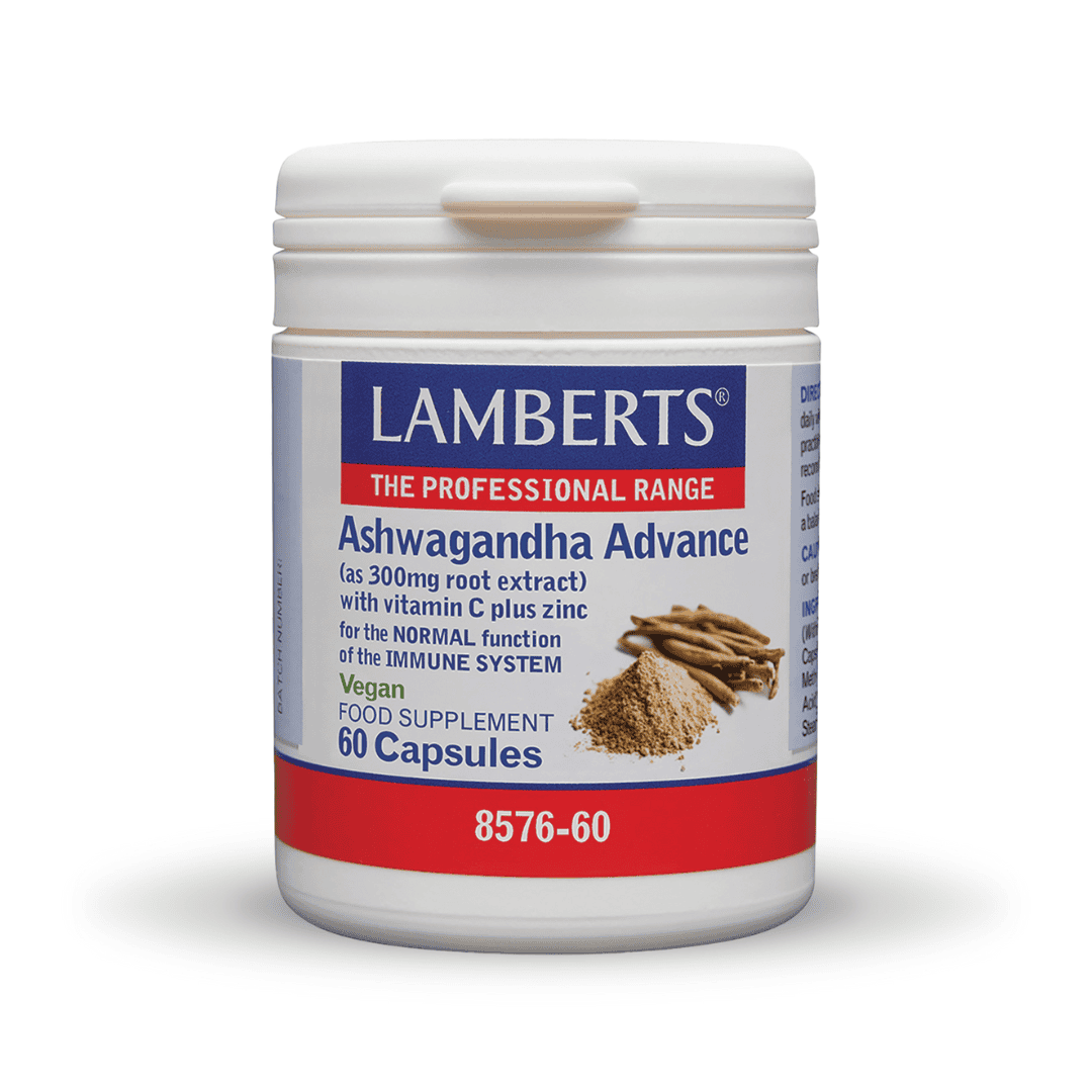 Ashwagandha Advance 60 Cápsulas Lamberts, suplemento alimentar em cápsulas com extrato de ashwagandha.