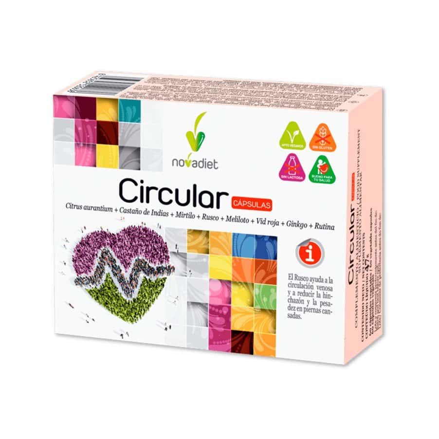 Circular 60 Cápsulas NovaDiet, suplemento alimentar em cápsulas para apoio à rotina diária de bem-estar circulatório.
