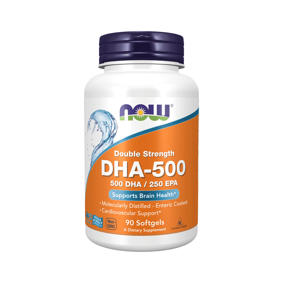 O DHA-500 Alta Potência da NOW Foods oferece uma fórmula altamente concentrada de ómega-3. Indicado para a Saúde do seu Coração.