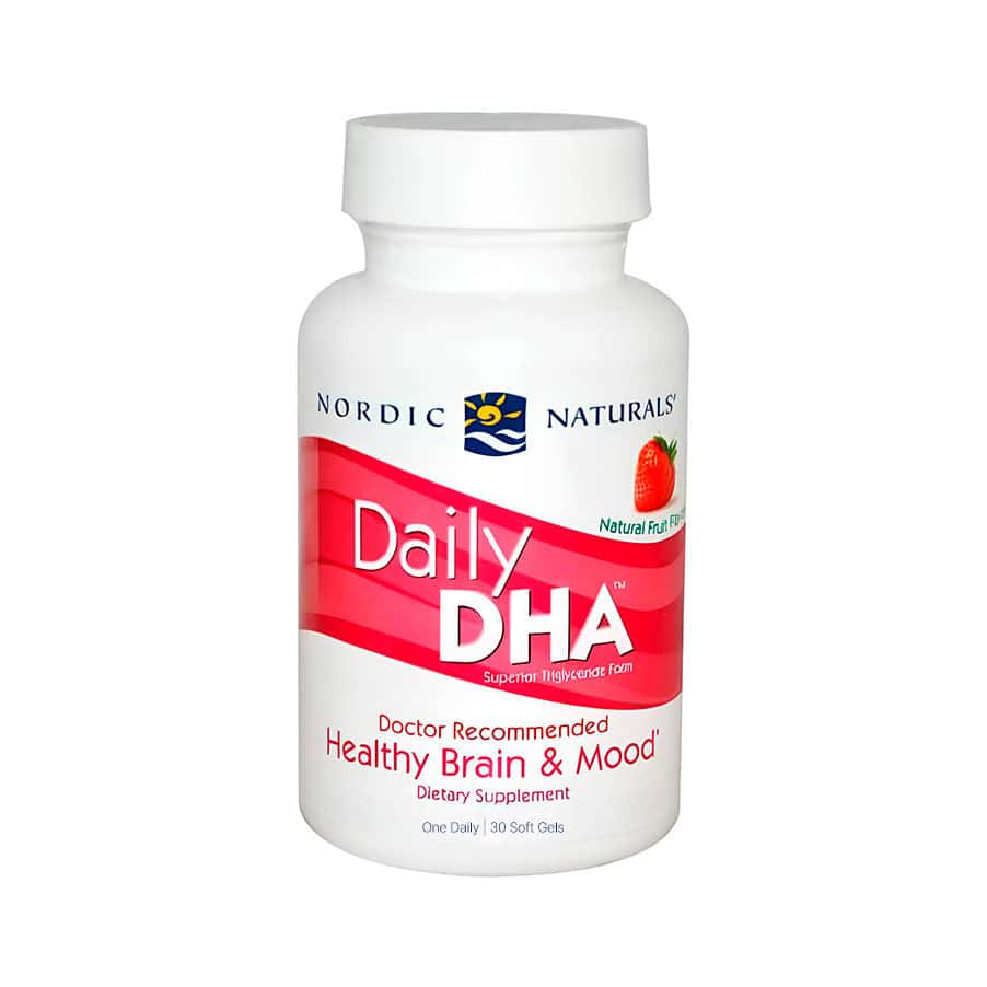 Daily DHA 500mg 30 Cápsulas Nordic Naturals, suplemento de ómega-3 com DHA em cápsulas.