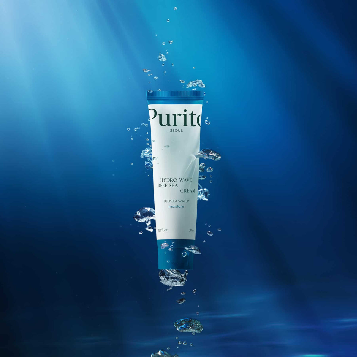 Creme Hydro Wave Deep Sea 50ml da Purito Seoul com textura gel leve para hidratação do rosto.