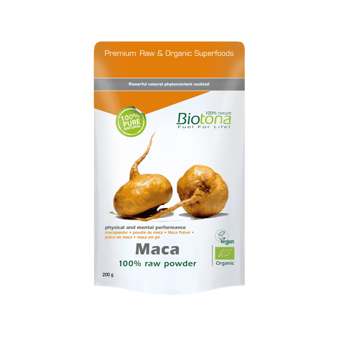 A Maca 100% Raw em pó da Biotona é um superalimento conhecido pelas suas propriedades revitalizantes.