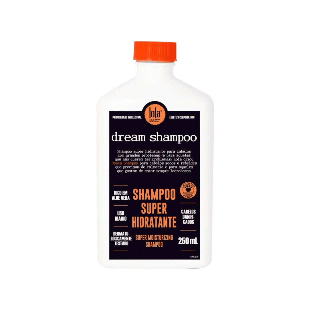 Dream Shampoo Super Hidratante 250ml Lola Cosmetics para cabelo seco, danificado ou com falta de hidratação.