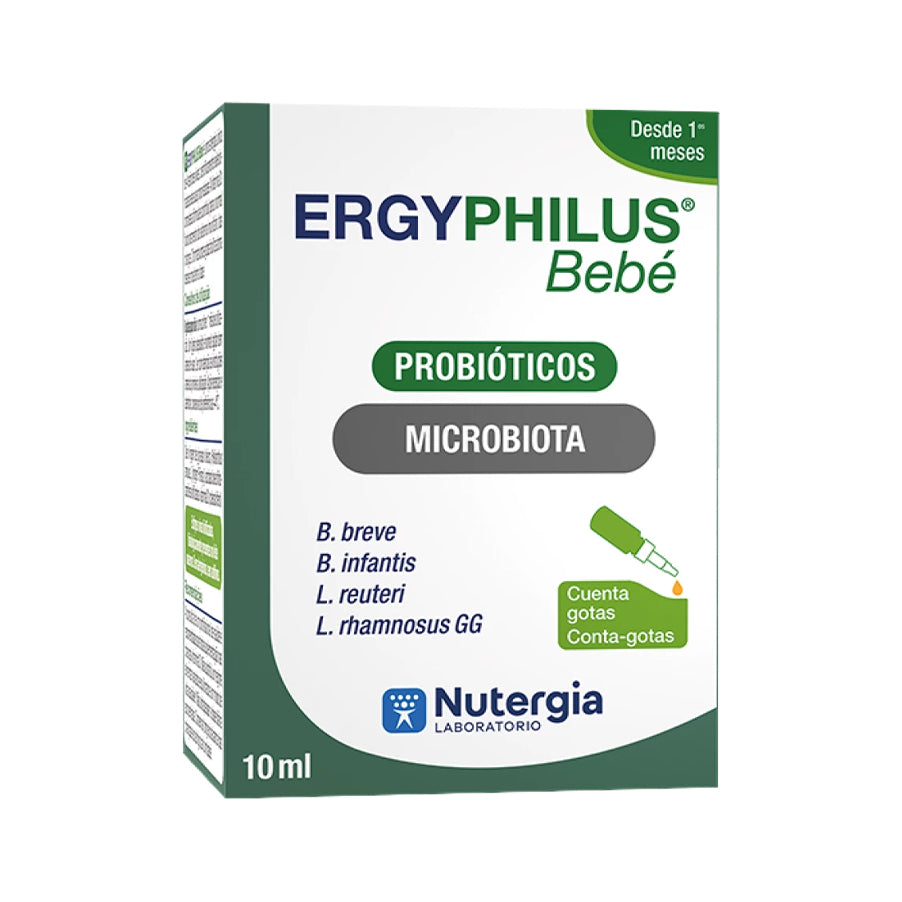 O ERGYPHILUS Bebé da&nbsp;Nutergia é um suplemento alimentar em formato líquido, formulado com uma sinergia de 4 estirpes vivas de lactobacilos e bifidobactérias selecionadas.