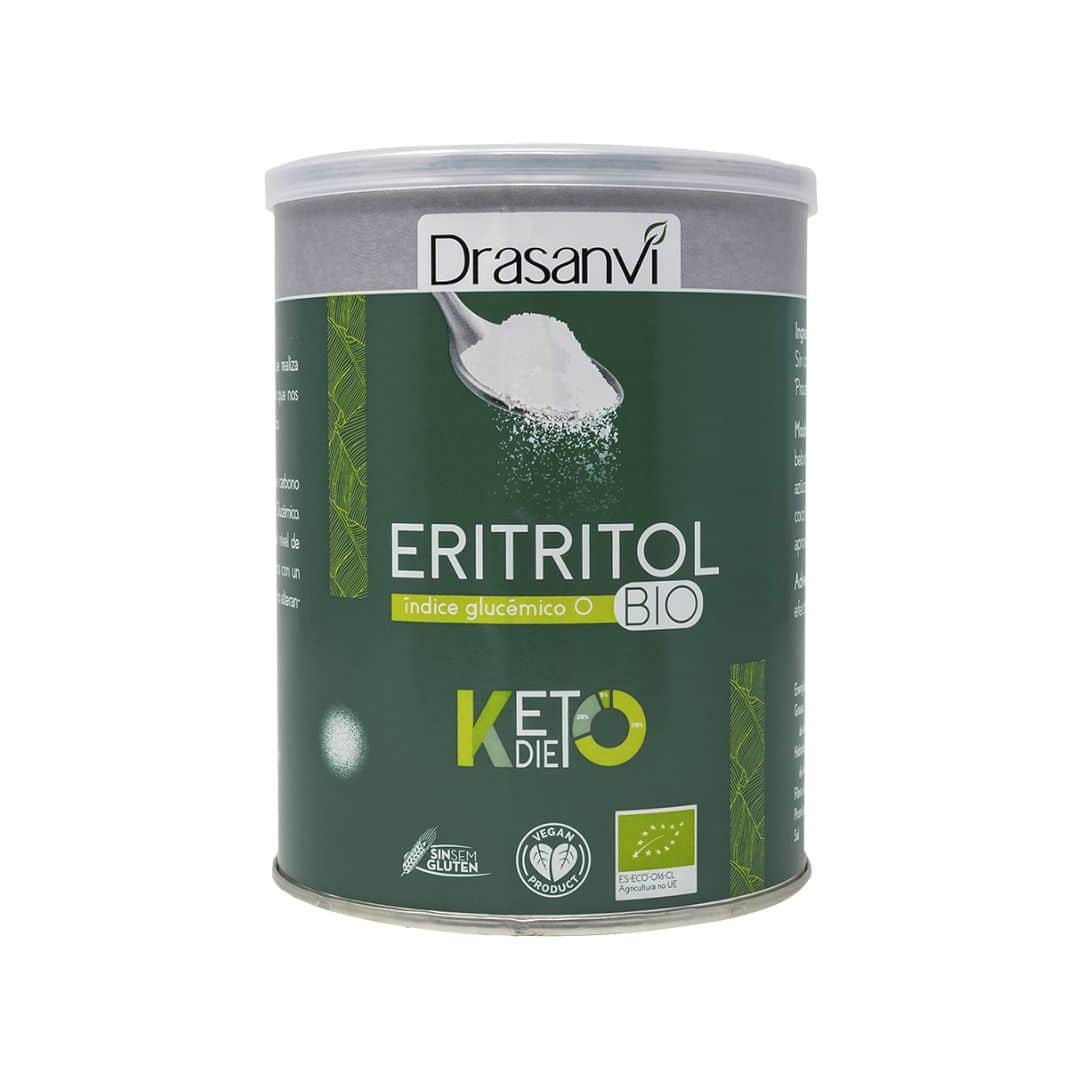 Eritritol Bio Keto 500gr Ecosana em embalagem, adoçante biológico granulado para bebidas, sobremesas e receitas.