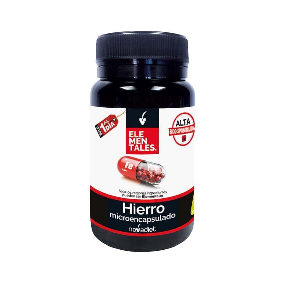 Ferro Microencapsulado 60 Cápsulas NovaDiet, suplemento alimentar em cápsulas com ferro para apoio nutricional diário.
