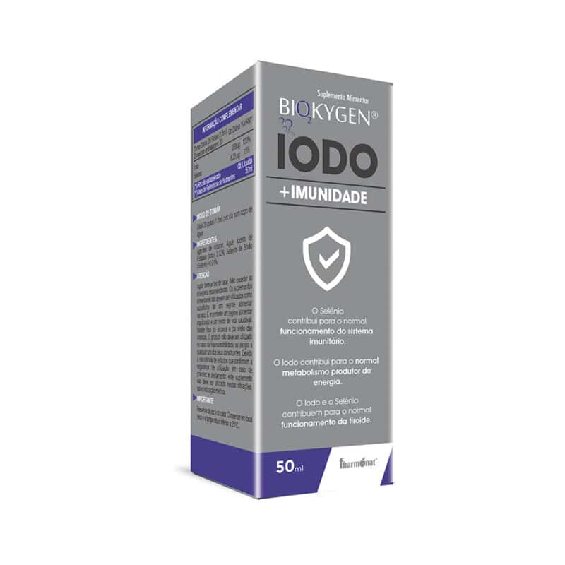 O Iodo Gotas 50ml Biokygen, suplemento alimentar em gotas, à base de iodo e selénio. 