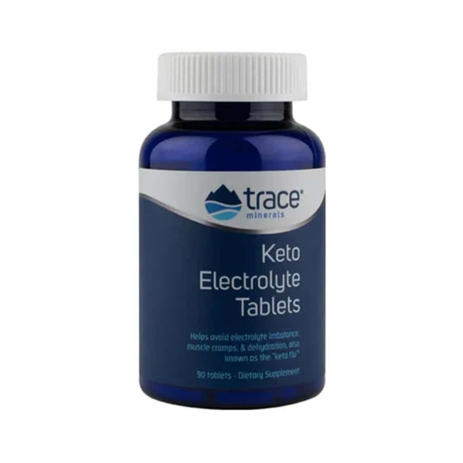 Keto Electrolyte Tablets 90 Comprimidos Trace Minerals, suplemento alimentar com eletrólitos, vitamina B6, taurina e minerais iónicos.