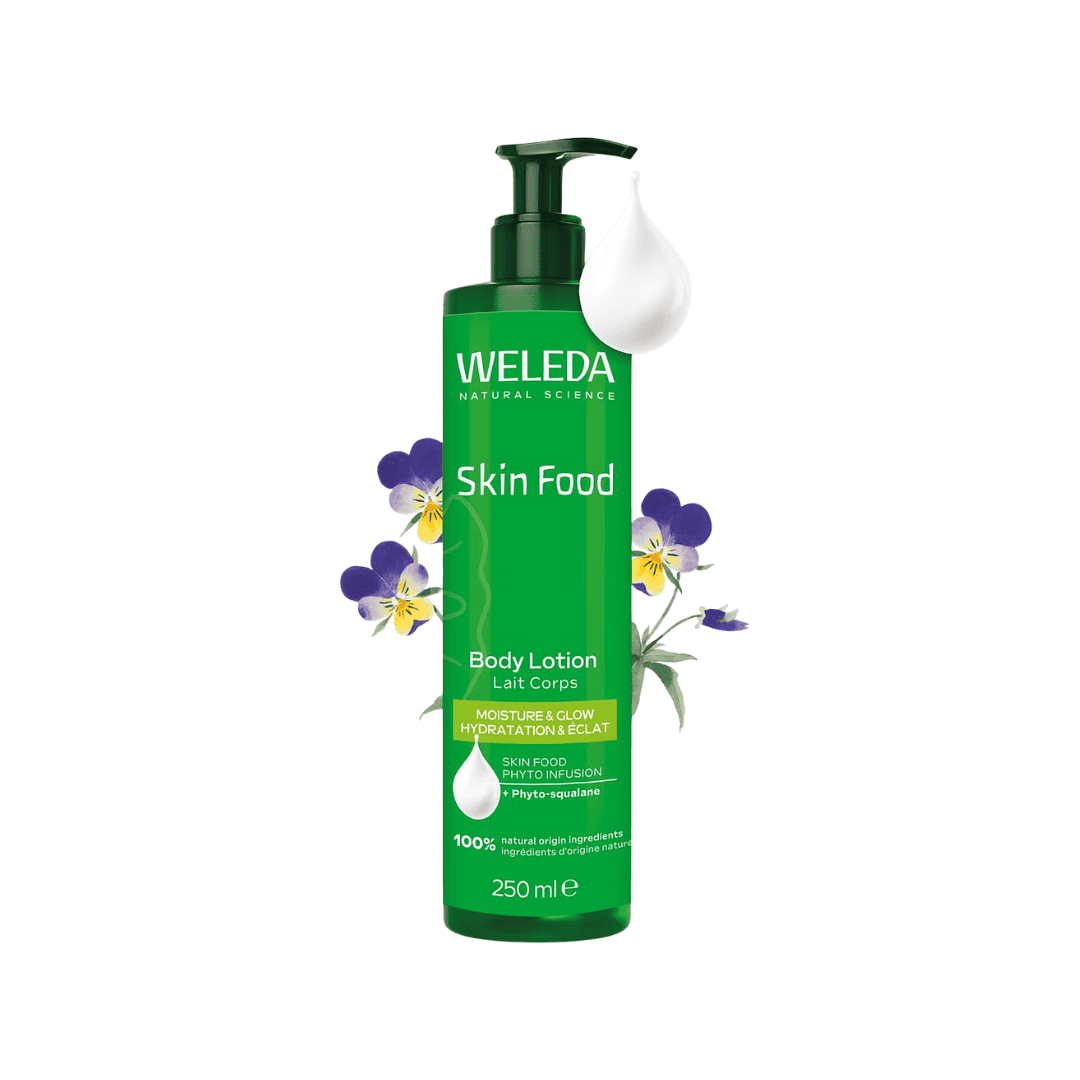 O Skin Food Leite Corporal Weleda hidrata e nutre intensamente a pele seca, deixando-a suave, macia e luminosa todos os dias.