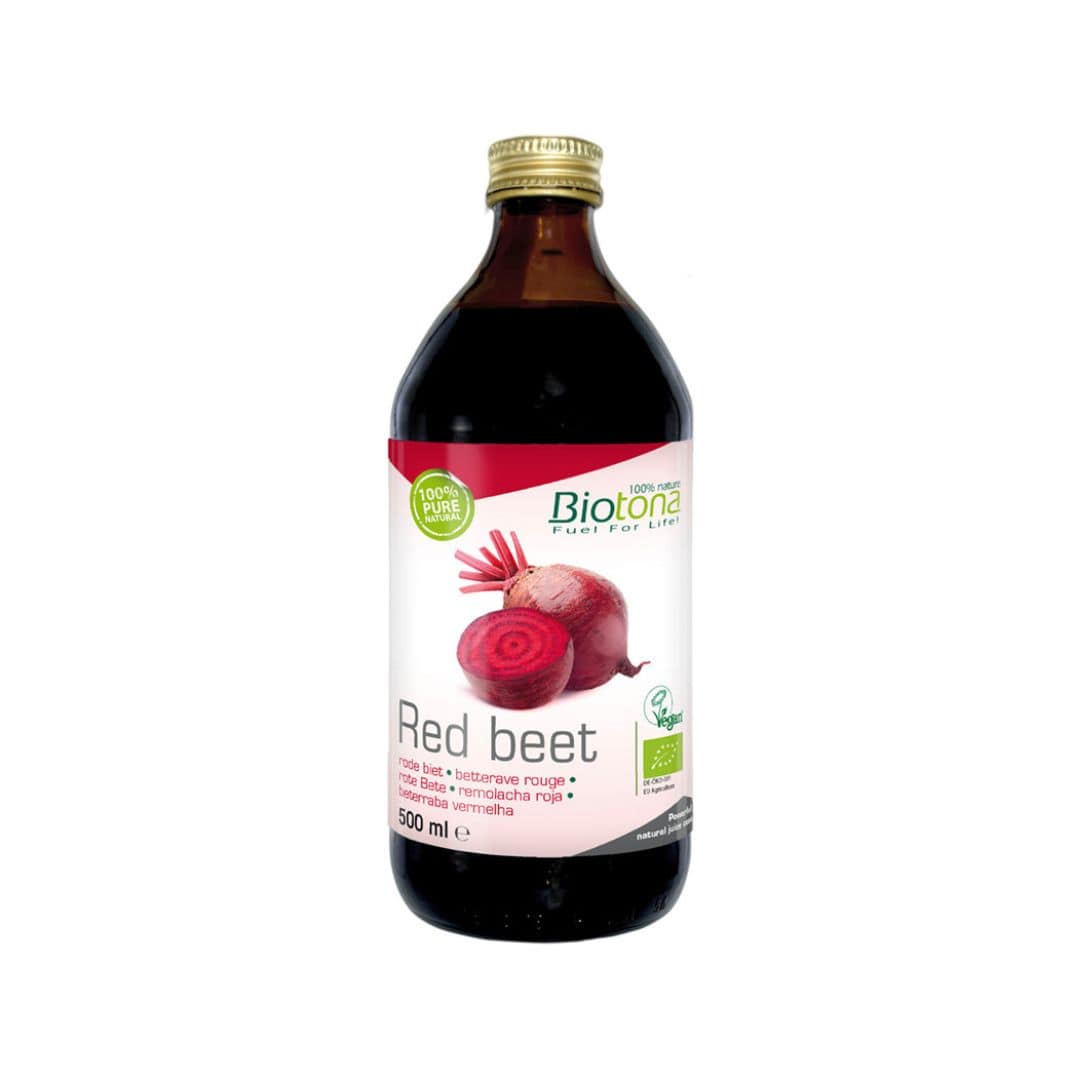 O Sumo Beterraba 500 ml da Biotona é um concentrado de sumo de beterraba vermelha (Beta vulgaris), um vegetal bulboso de cor vermelha-escarlate.