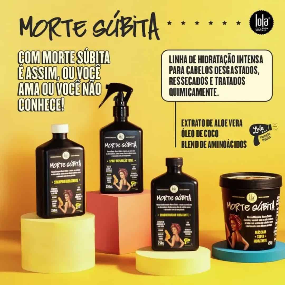 Kit Morte Súbita Hidratação Perfeita Lola com shampoo, máscara e condicionador para cabelo seco e danificado.