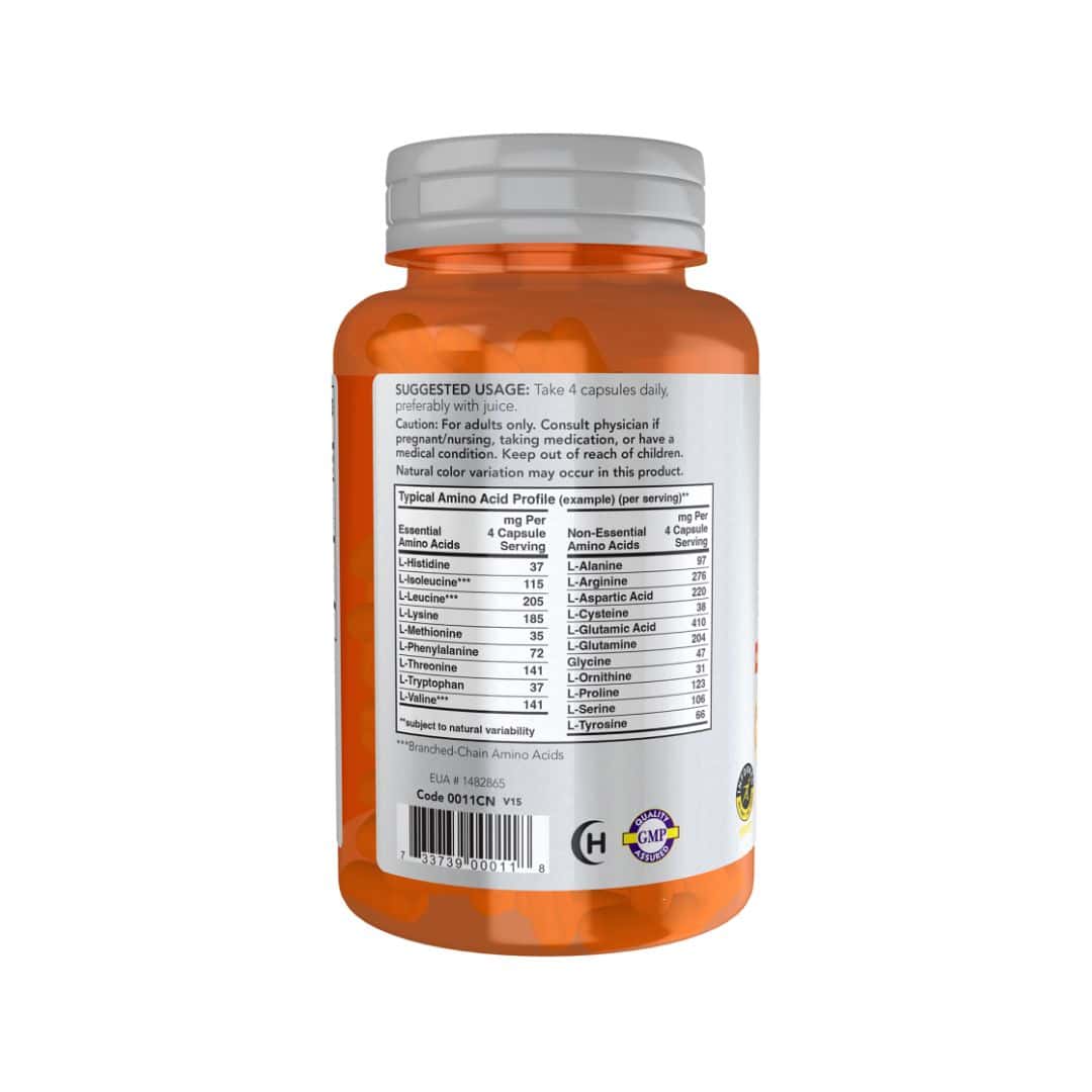 O Amino Complete 120 Cápsulas Now é um suplemento que combina aminoácidos essenciais e não essenciais, provenientes de fontes de proteína de alta qualidade. 