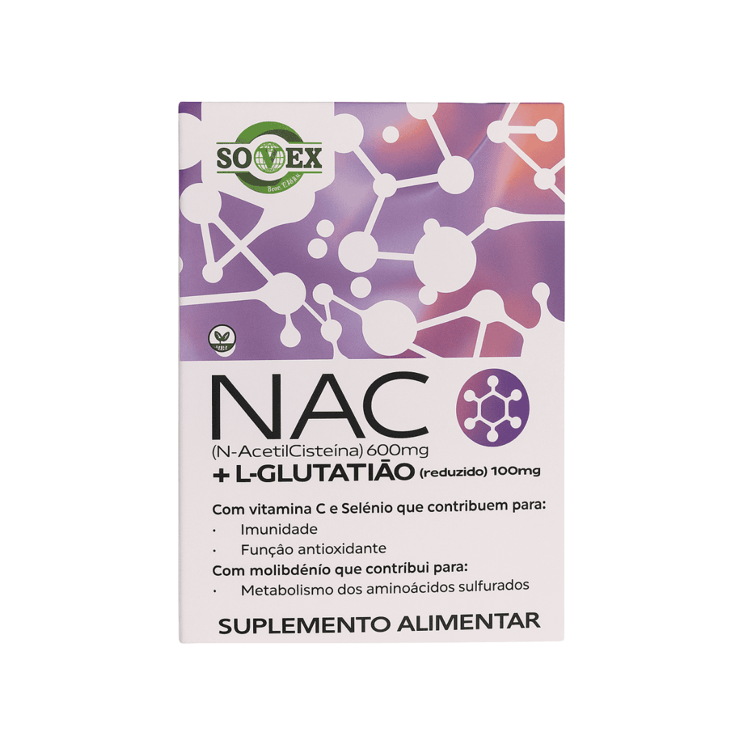 O NAC (N-AcetilCisteína) 600mg + L- Glutatião (reduzido) consiste numa fórmula direcionada para a desintoxicação do organismo, especialmente do fígado.