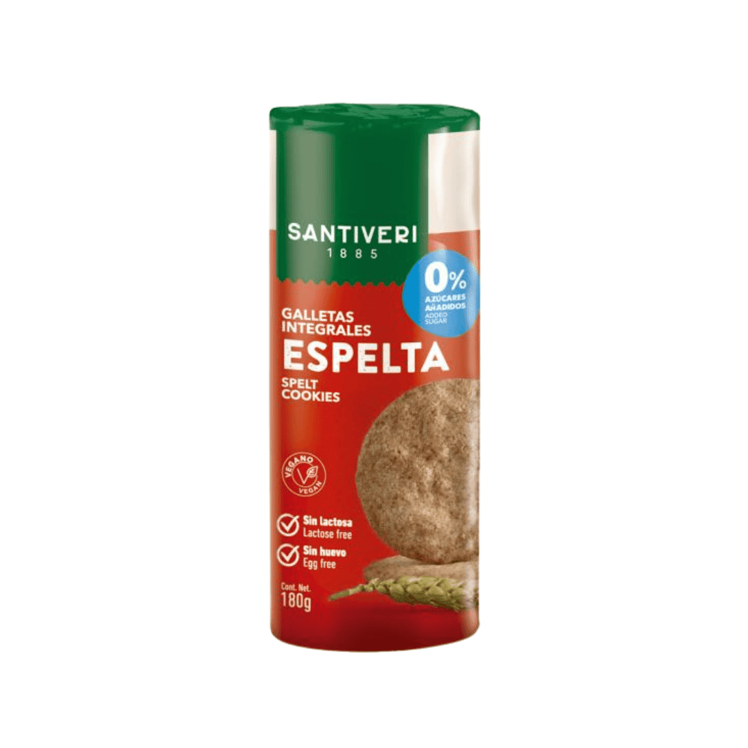 As Bolachas Integrais de Espelta 180gr Santiveri são uma opção deliciosa e equilibrada, feitas com ingredientes naturais e ideais para um lanche nutritivo.