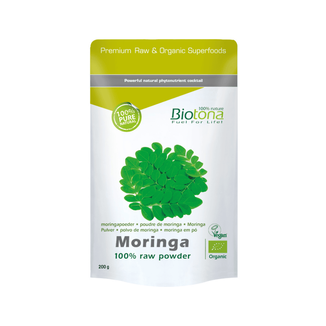 A Moringa 100% Raw da Biotona é um superalimento de origem 100% biológica, obtido a partir das folhas jovens da Moringa oleifera.