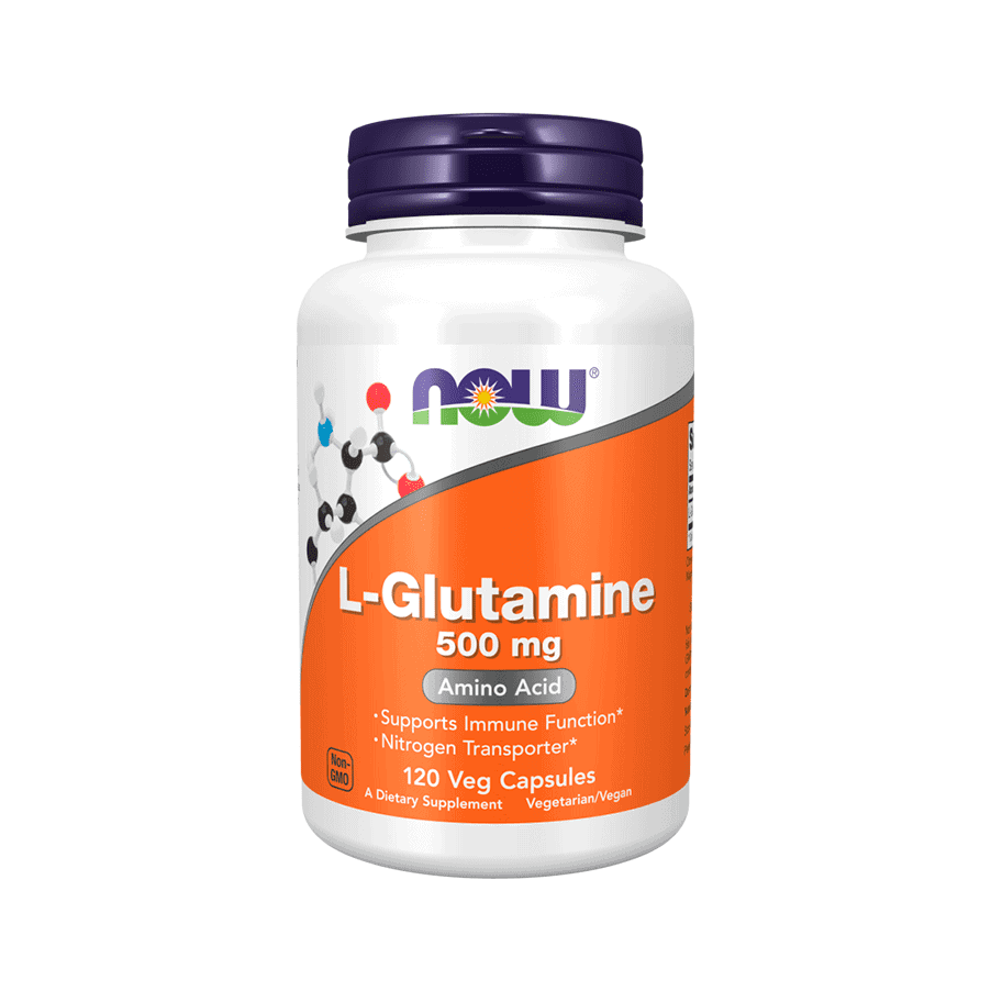 Suplemento de L-Glutamina que apoia a recuperação muscular, fortalece o sistema imunitário e a saúde intestinal, com fórmula vegana e sem alergénios.