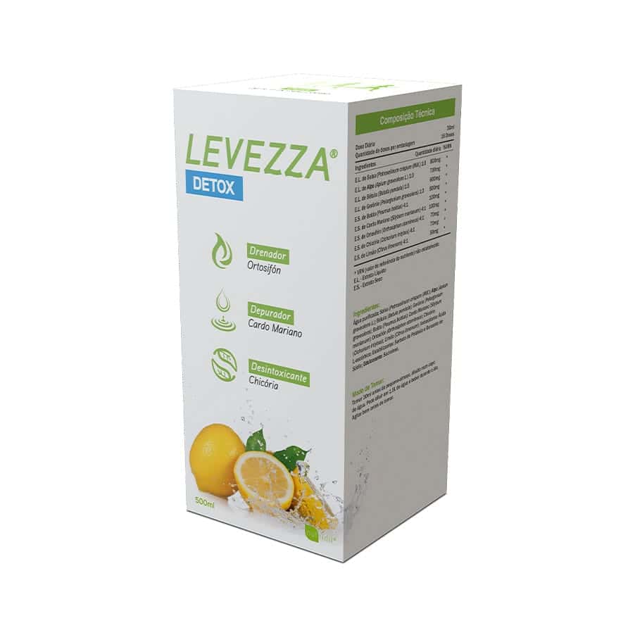 Levezza Detox 500ml Nutridil suplemento líquido com extratos vegetais para drenagem e depuração