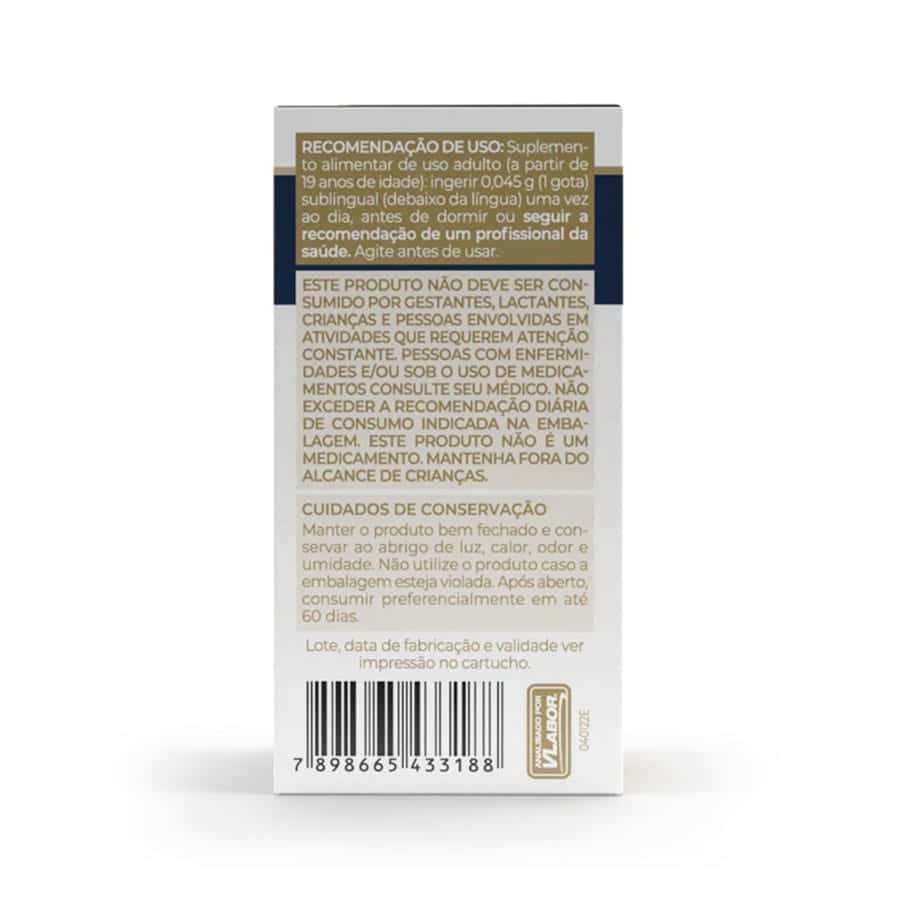 A Melatonina da Vitafor é um suplemento alimentar líquido para utilização sublingual. Cada gota fornece 0,21 mg, equivalentes a 210 µg, de melatonina.