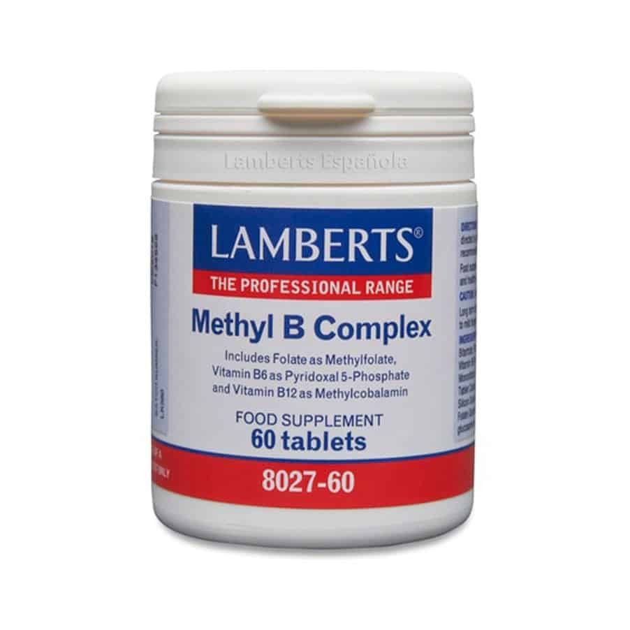 Methyl B Complex 60 Comprimidos Lamberts, suplemento alimentar em comprimidos com vitaminas do complexo B em formas metiladas.