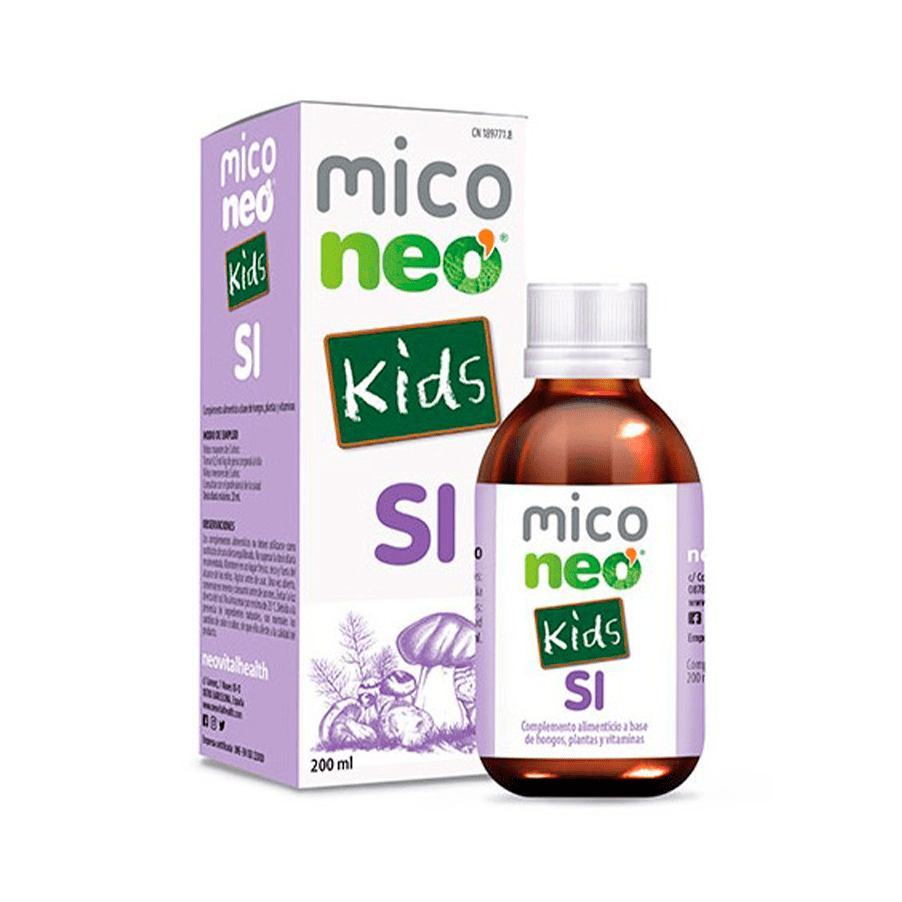 Mico Neo SI Kids 200ml NeoVital Health, suplemento alimentar infantil líquido com cogumelos e vitamina C.