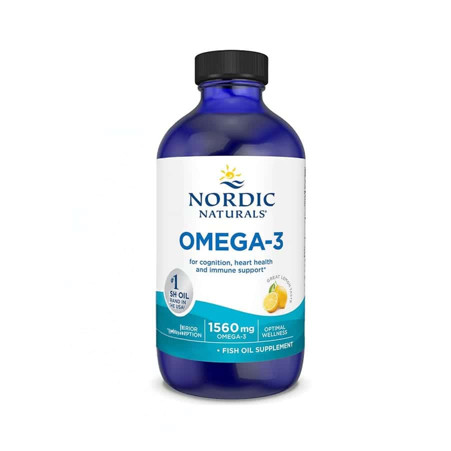 Omega 3 1560mg 237ml Nordic Naturals, suplemento líquido de óleo de peixe com EPA e DHA.