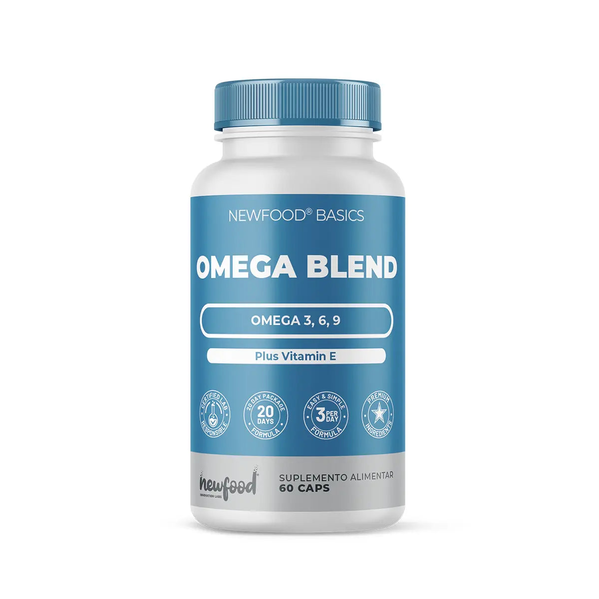 Omega Blend 60 cápsulas NewFood, suplemento alimentar em cápsulas com mistura de ómegas