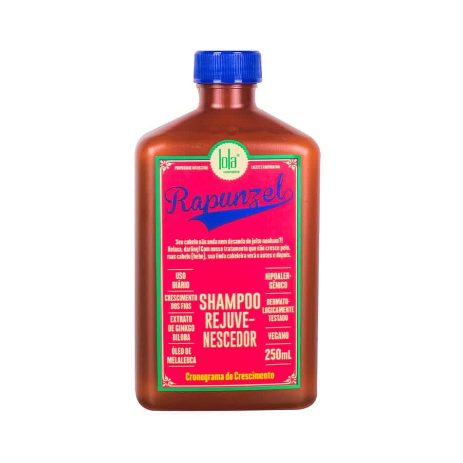 Rapunzel Shampoo Rejuvenescedor 250ml Lola Cosmetics para cabelo fragilizado, ajudando a limpar suavemente e a cuidar dos fios.