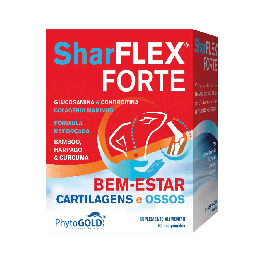 SharFlex Forte 60 comprimidos PhytoGold, suplemento alimentar para o bem-estar das articulações, cartilagens e ossos.