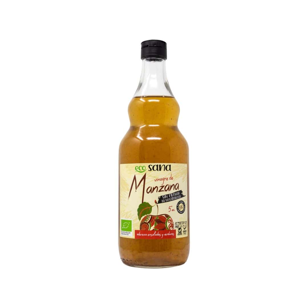 Vinagre de Maçã Bio 750ml Ecosana em garrafa, vinagre biológico para temperar saladas, marinadas e receitas.