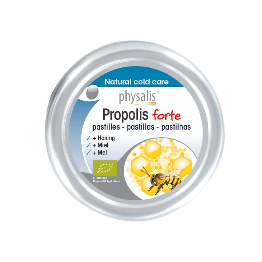 Suplemento alimentar em gomas, formulado com própolis e ingredientes de origem biológica.