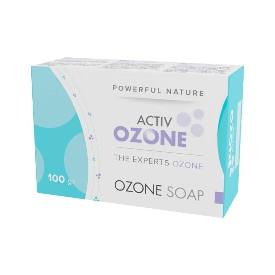 Activ Ozone Soap, da Powerful Nature é um sabonete natural de produção artesanal a frio, com óleos ozonizados, calêndula e vitamina E.