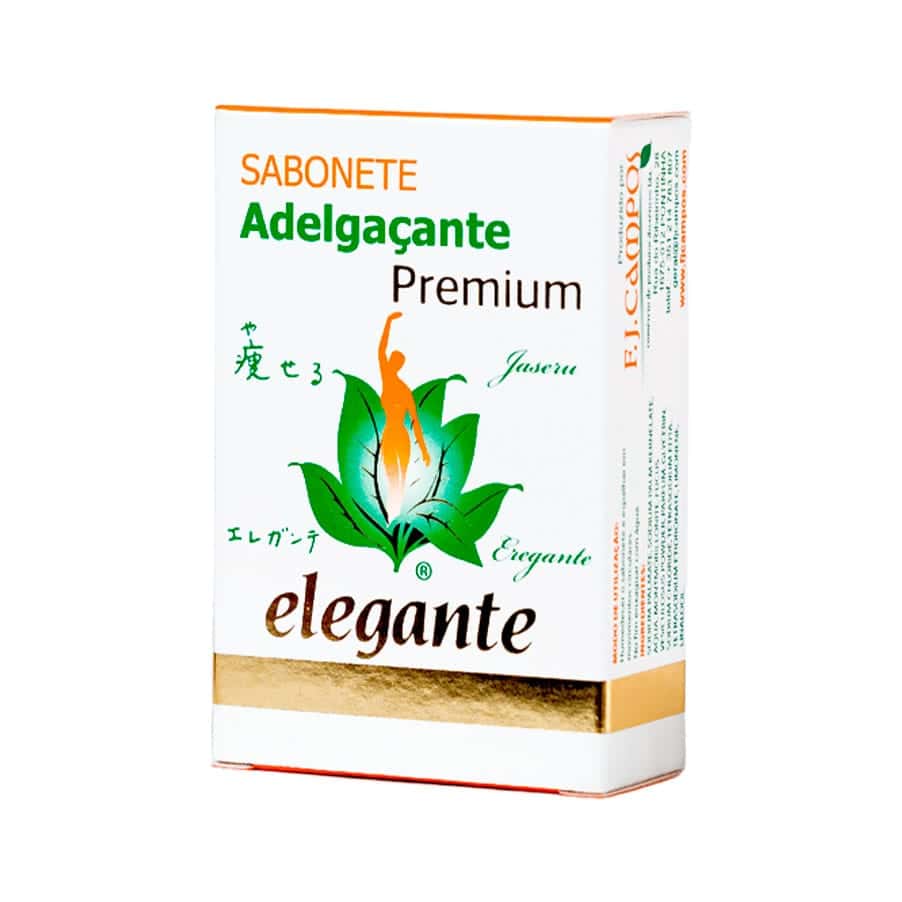 Sabonete Adelgaçante Premium 140gr Elegante F. J. Campos, sabonete corporal vegetal com argila e algas.
