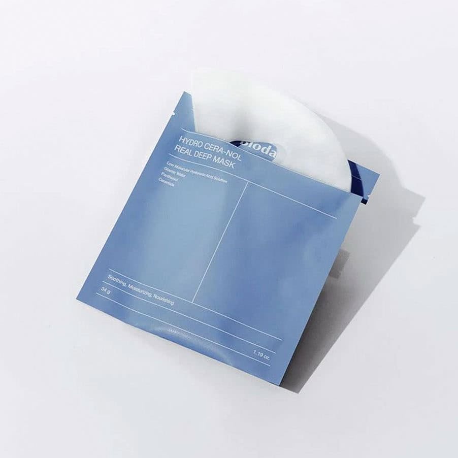 Máscara Real Deep Hydro Cera-Nol 34gr Biodance, máscara facial de hidrogel com água glaciar, pantenol, ceramidas e ácido hialurónico para hidratação intensa.