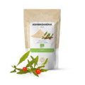 Ashwagandha em Pó BioSamara 250 g, produto alimentar em pó de origem vegetal para adicionar a bebidas, papas e receitas.
