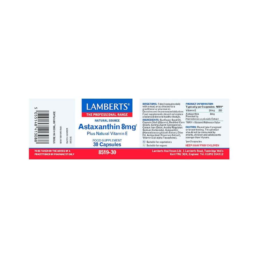 Astaxantina 8mg 30 Cápsulas Lamberts