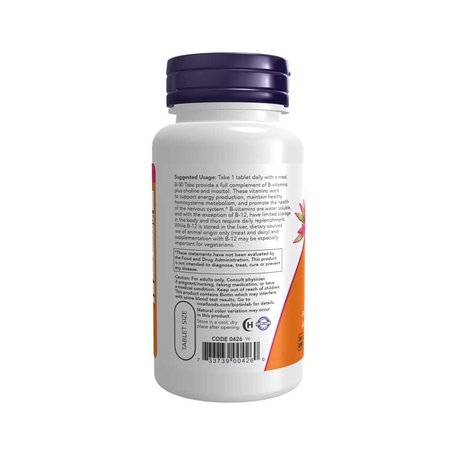 A Vitamina B-50 100 Cápsulas Now é um suplemento alimentar que fornece um complexo de vitaminas do complexo B, que ajudam a regular a produção de energia. 