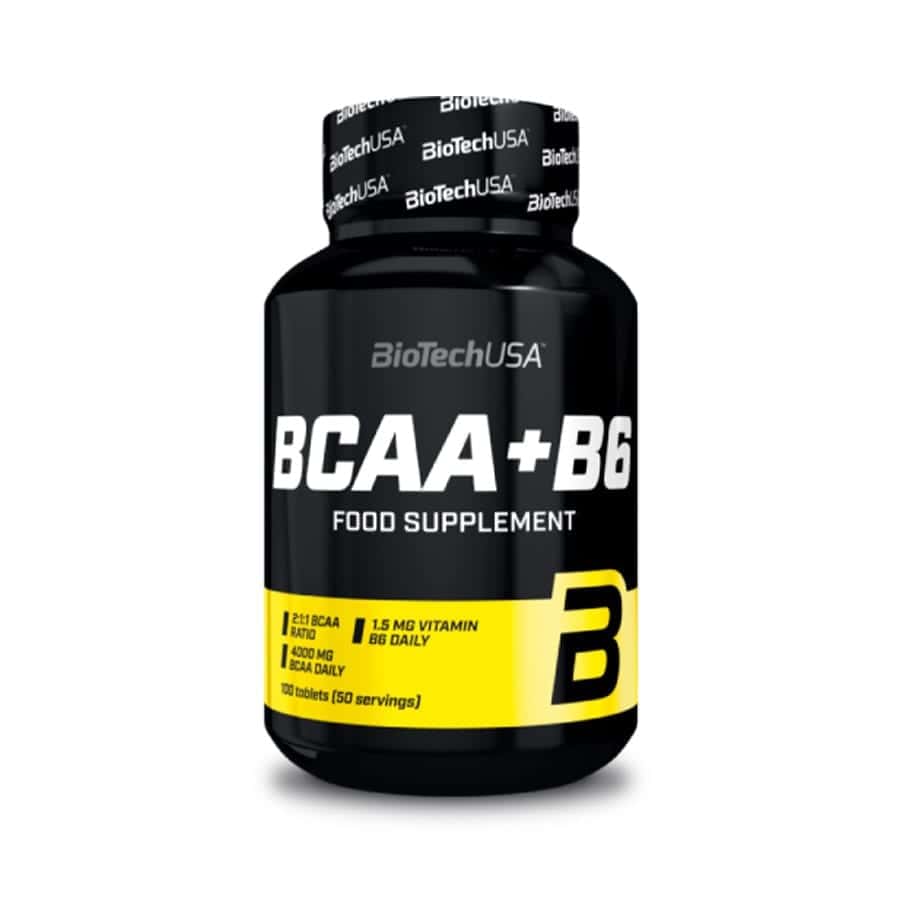 O BCAA+B6 da BioTechUSA é um suplemento alimentar que combina aminoácidos de cadeia ramificada (BCAAs), os quais, leucina, isoleucina e valina