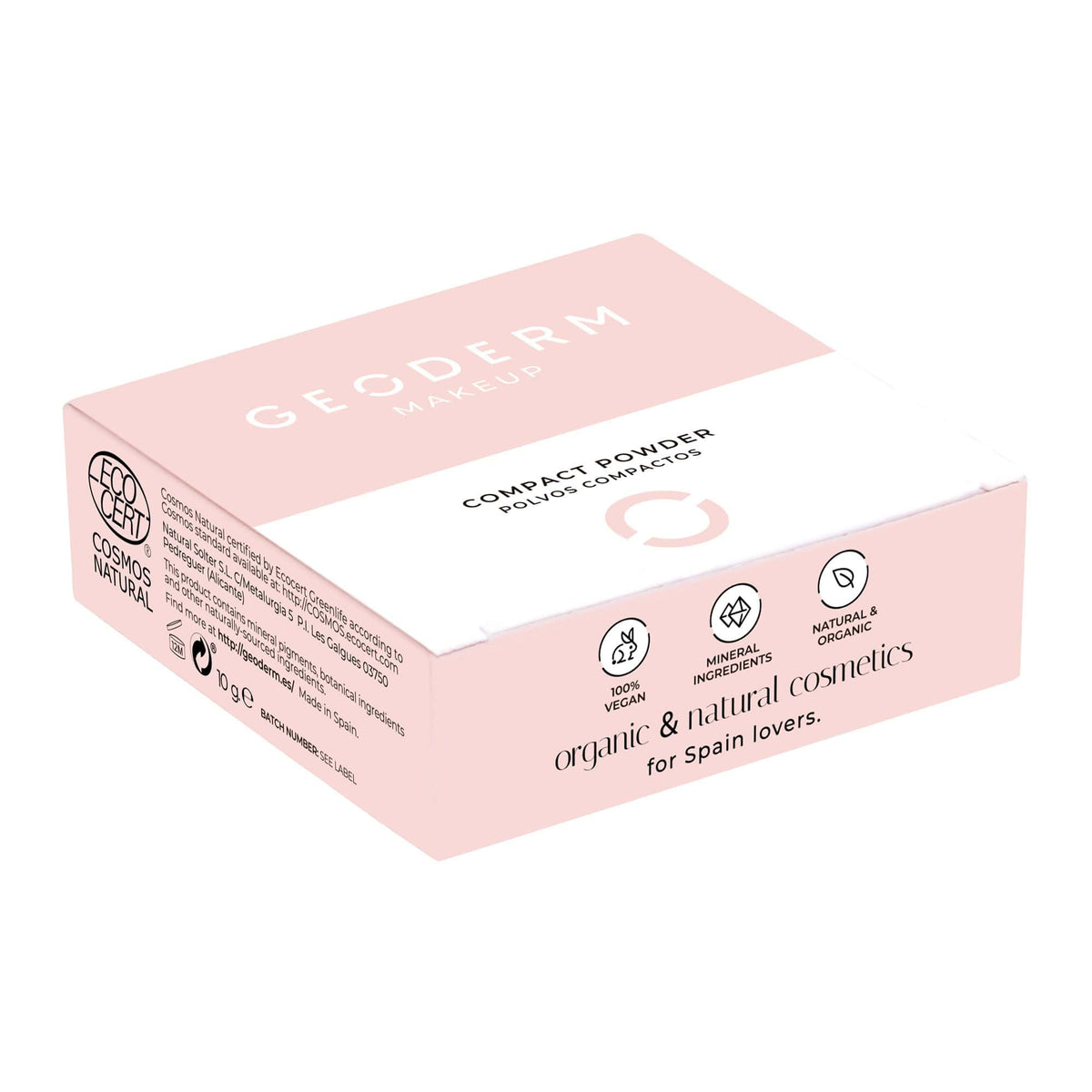 Pó Compacto Bege Rosa 10gr Geoderm para uniformizar o tom da pele e reduzir o brilho.