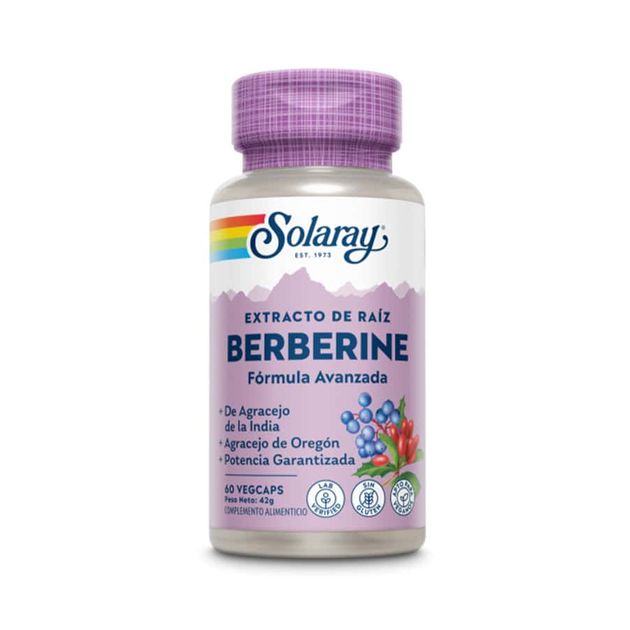 O Extrato de Raíz de Berberina 60 Cápsulas Solaray apoia o metabolismo equilibrado e a saúde cardiovascular com 500 mg de berberina por cápsula vegetal.