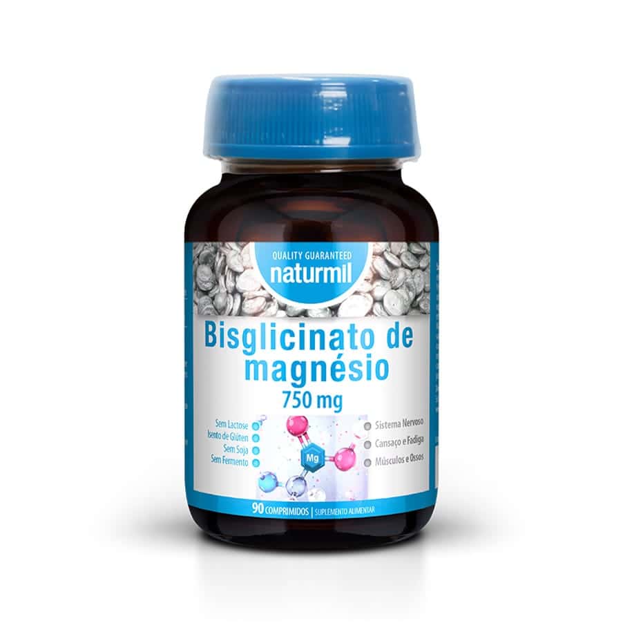 Naturmil Bisglicinato de Magnésio contribui para o normal funcionamento do sistema nervoso, para o normal funcionamento muscular...