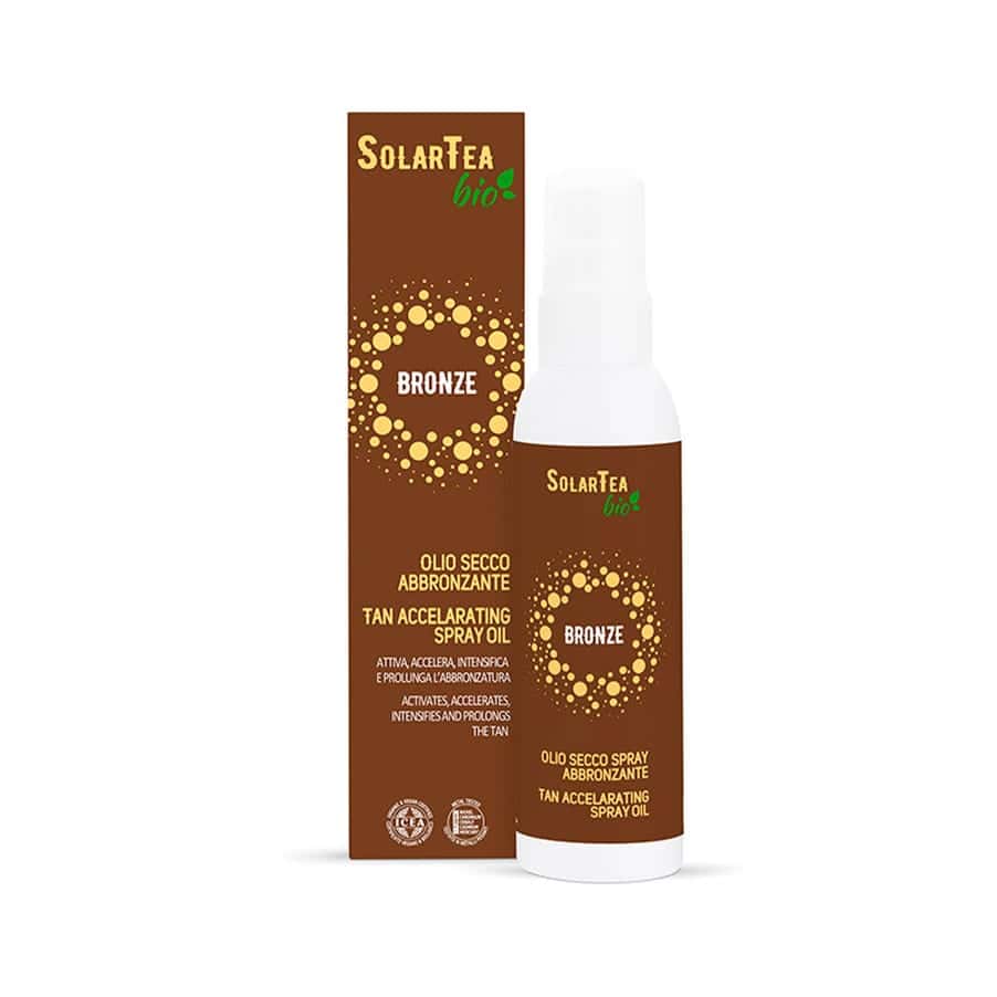 Óleo acelerador de bronzeado em spray – bronzeamento rápido, intenso e prolongado. Compre agora e obtenha uma pele macia e hidratada no Peixe Verde!